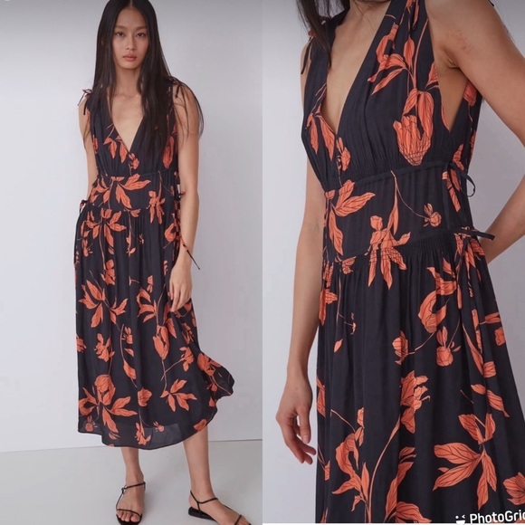 NWT Thakoon Floral Deep V-Neck Maxi Dress - Picture 1 of 8